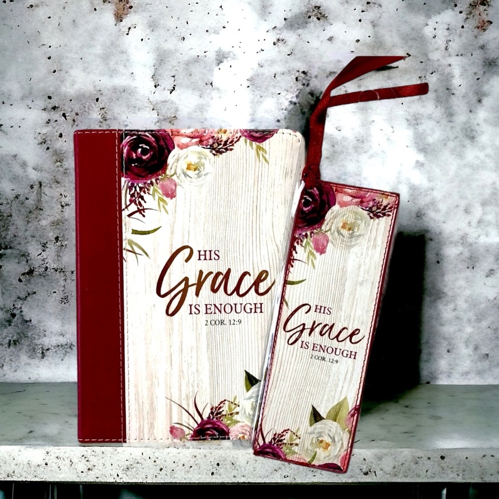 Faux Leather Floral Journal & Matching Bookmark